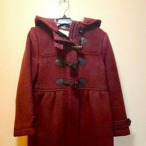 Burberry Big Girls Burgundy Duffle Ally Hooded Wool Deep Coat Size 8 Years
